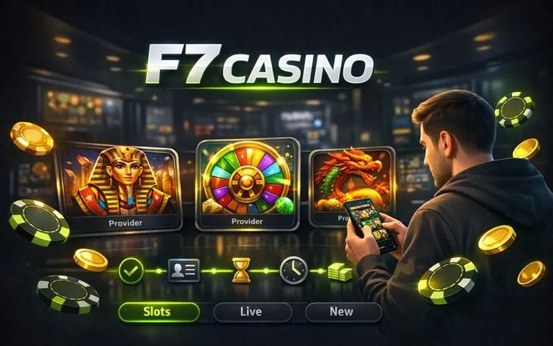 F7 Casino home page banner with slots and sportsbook