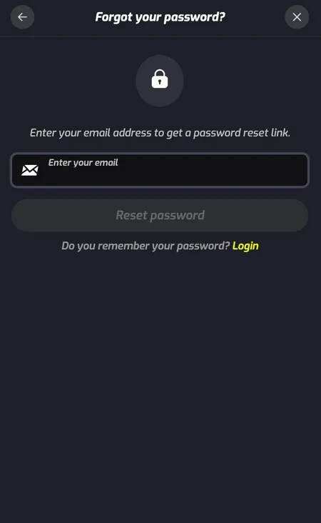 F7 Casino password reset form